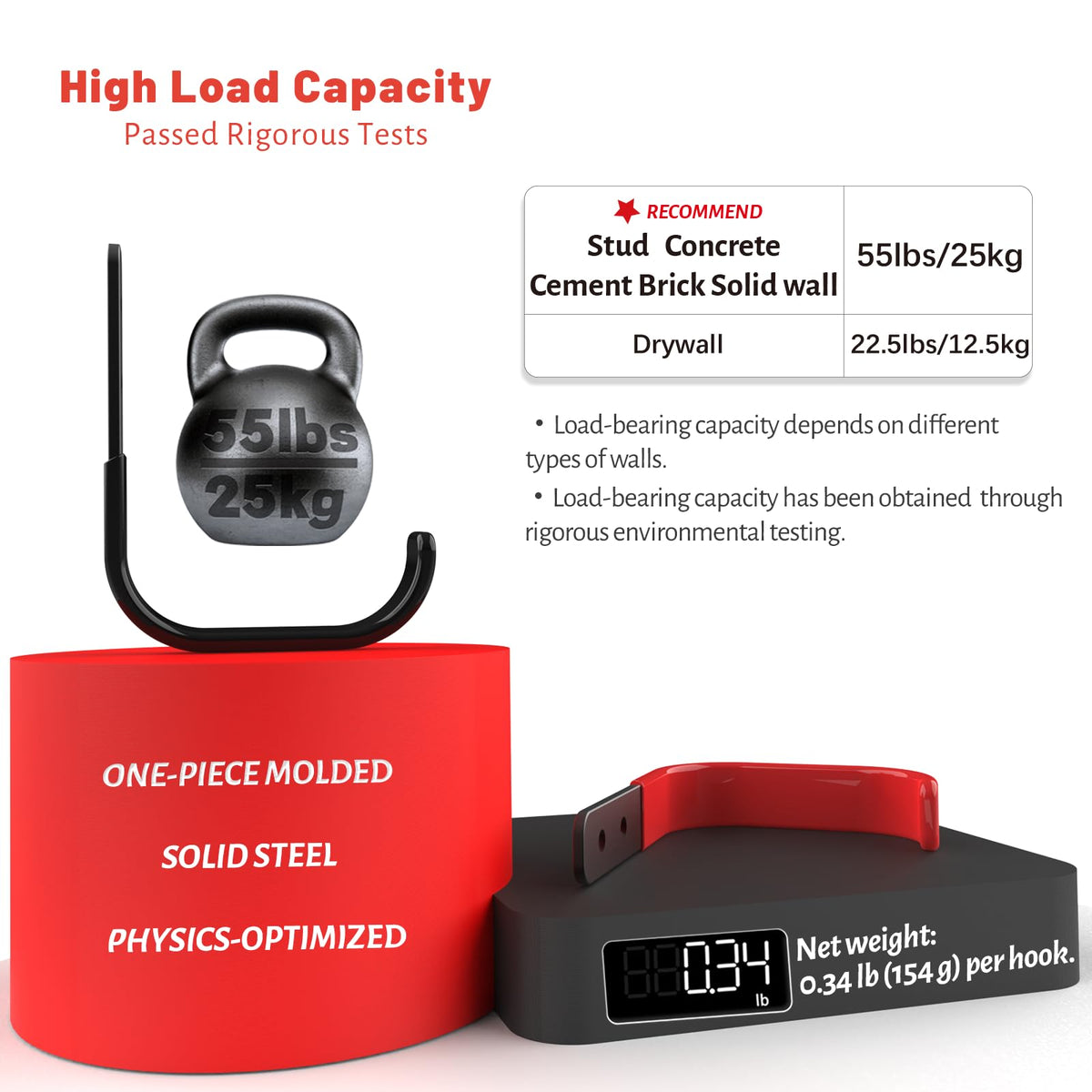 SunVFaFa heavy-duty J-hook design supporting bulky equipment safely.
