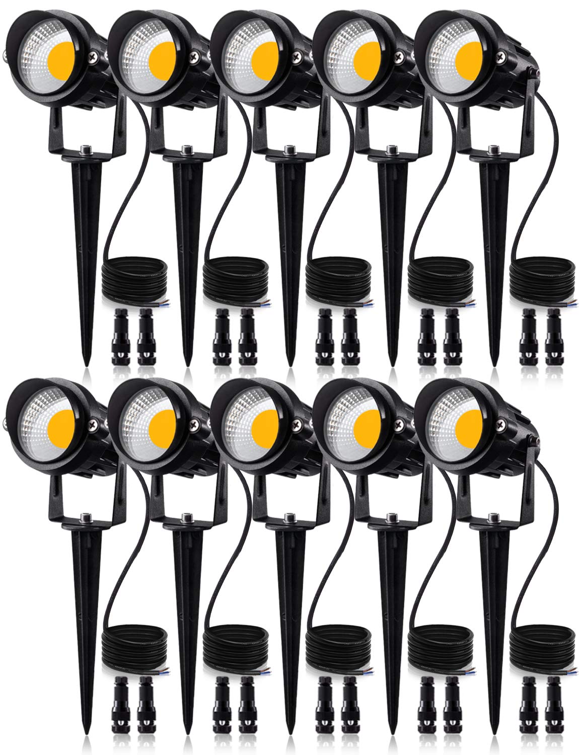 SUNVIE 12W landscape light on a spike stand for quick pathway illumination