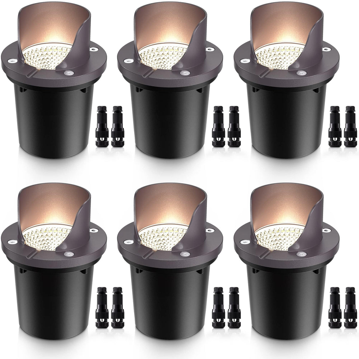 SUNVIE 12W landscape well light top view for clear pathway illumination and safety.
