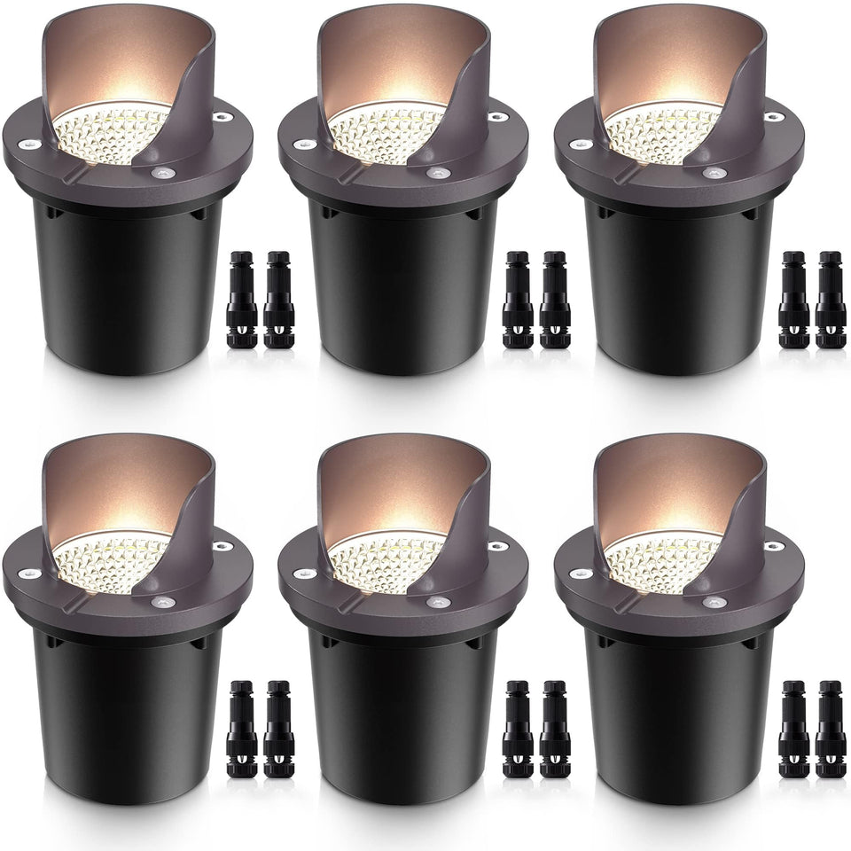 SUNVIE 12W landscape well light top view for clear pathway illumination and safety.