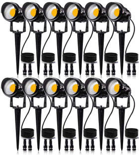 SUNVIE 12W landscape light with connector enables quick, tool-free setup for yards.