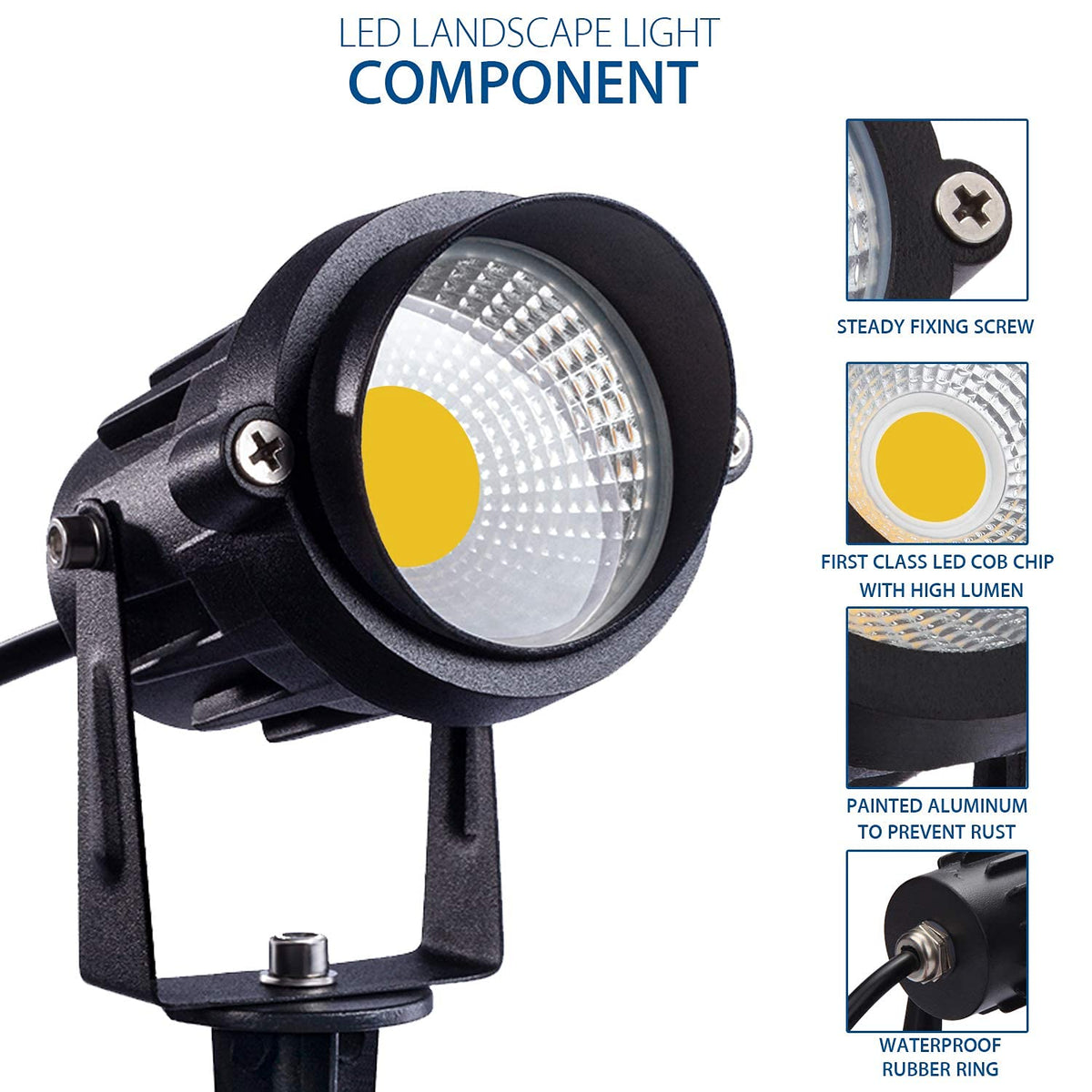 SUNVIE 12W LED delivers 900 lumens for warm accents across patios and borders.