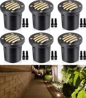 SUNVIE 12W well light with grated top for anti-glare pathway lighting.