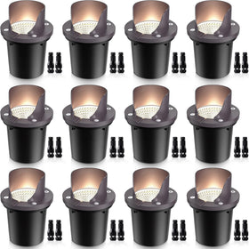 SUNVIE 12W shielded-top well light for glare-free pathway uplighting.