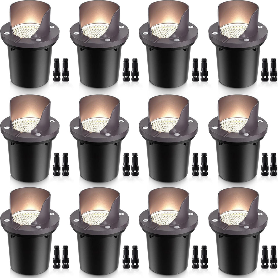 SUNVIE 12W shielded-top well light for glare-free pathway uplighting.
