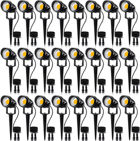 SUNVIE 24-pack landscape lights illuminate pathways with warm white glow