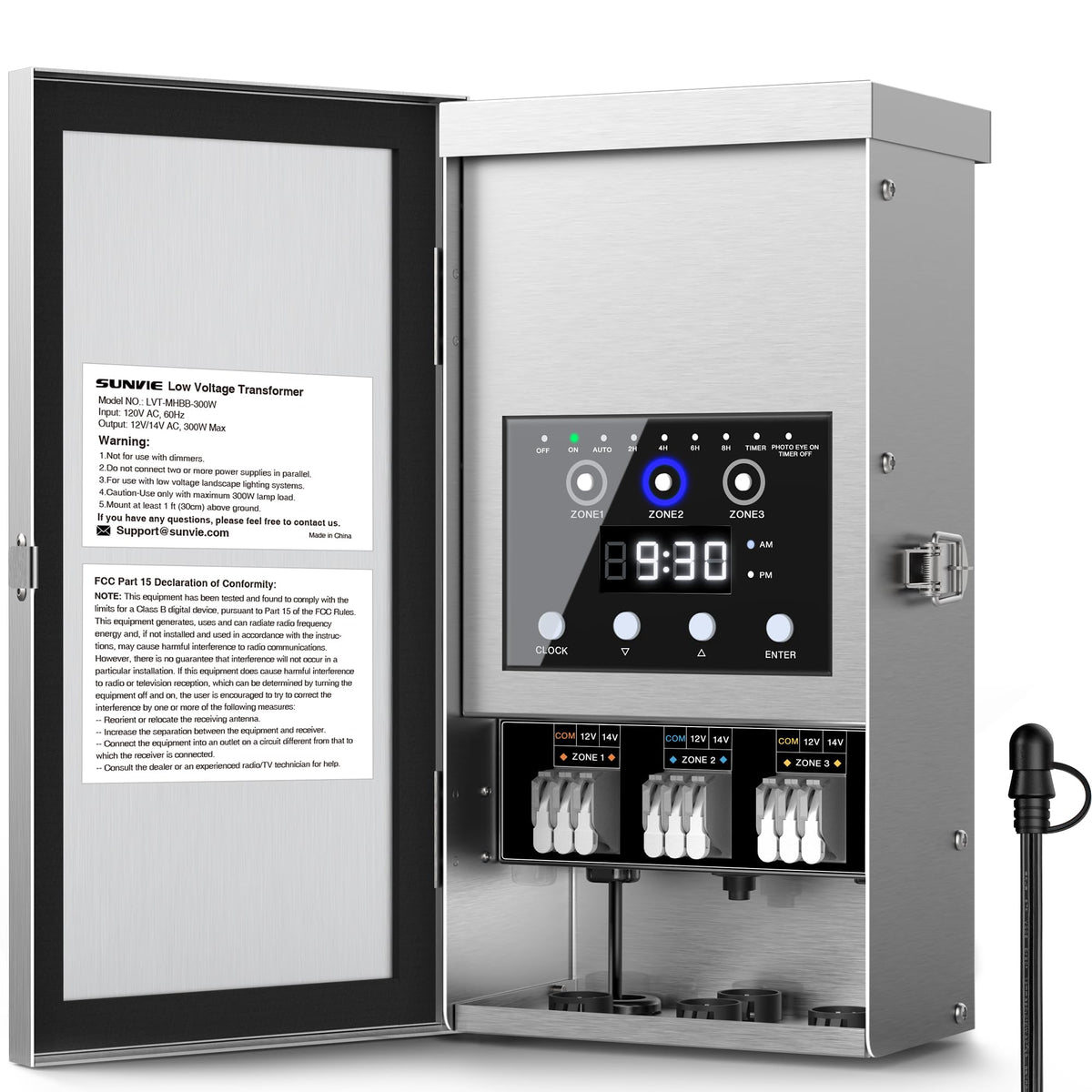 Sunvie 300W transformer exterior view for outdoor lighting, durable and weatherproof