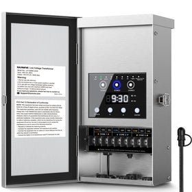 Sunvie 300W transformer front view shows compact weatherproof unit for outdoor lighting.