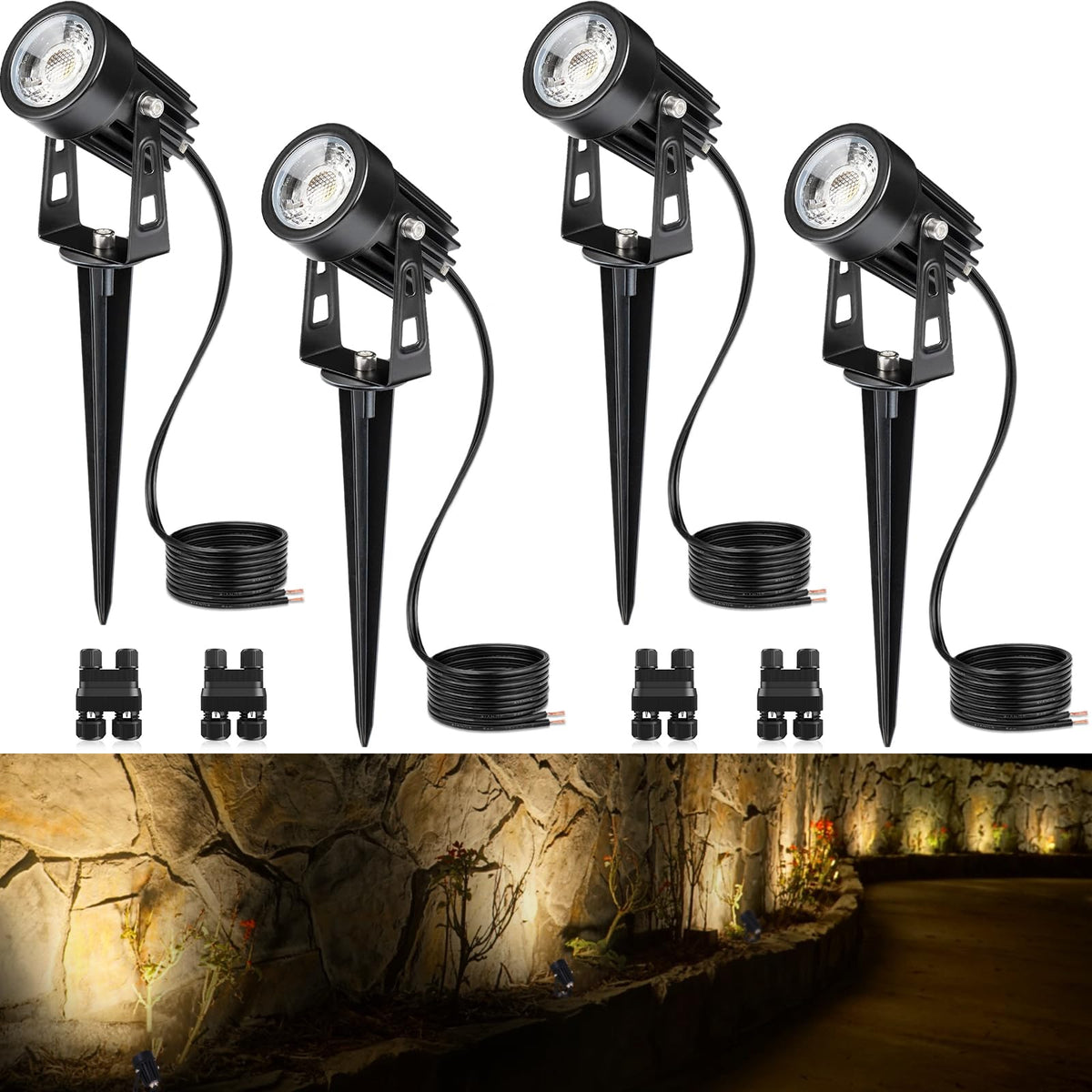 SUNVIE 3W landscape spotlight pack illuminates the facade with warm white light