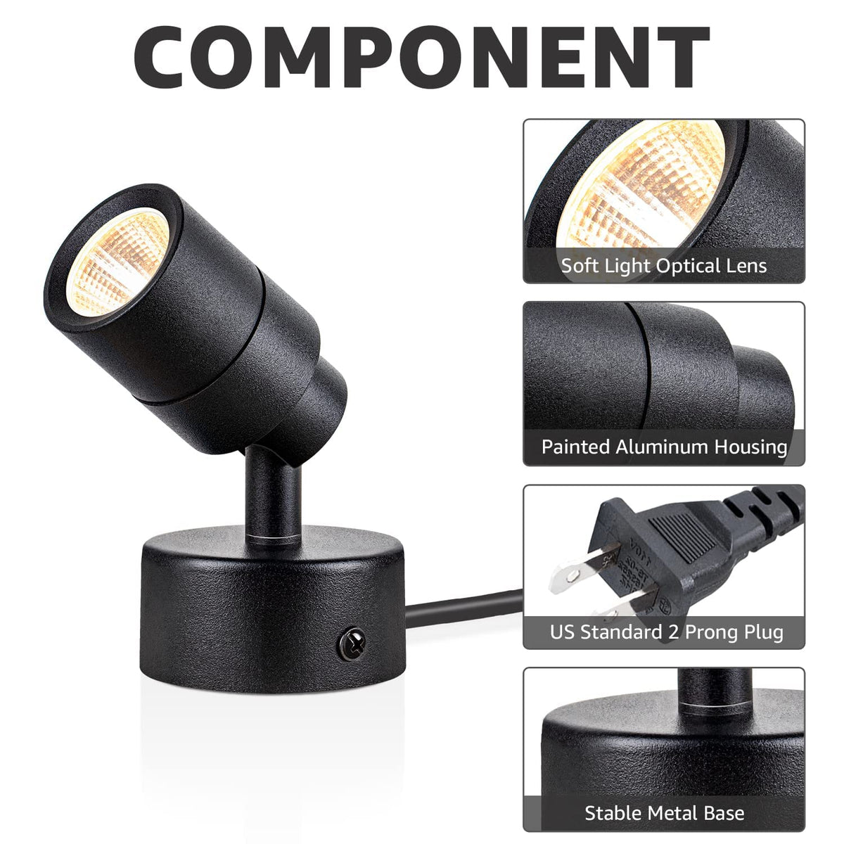 Sunvie 5.9ft cord uplight for convenient power placement