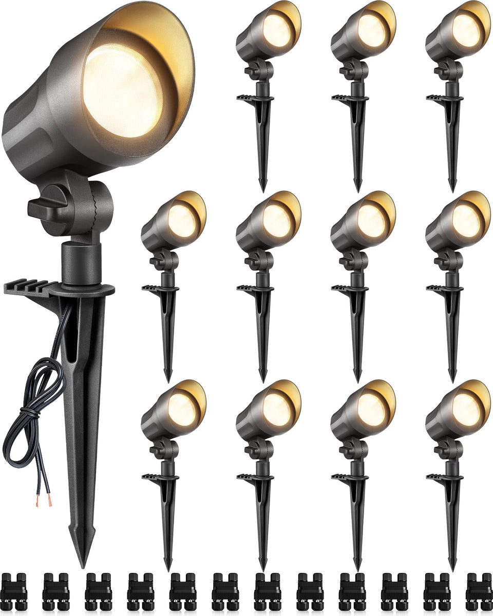 SUNVIE 6W landscape light front view with warm 3000K glow, ideal for garden walls.