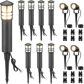 SUNVIE 8-pathway lights illuminate garden paths with warm glow
