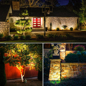 SUNVIE 90-degree beam angle light highlights walls and trees precisely