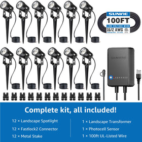 SUNVIE 100ft low-voltage landscape wire enabling flexible layouts.