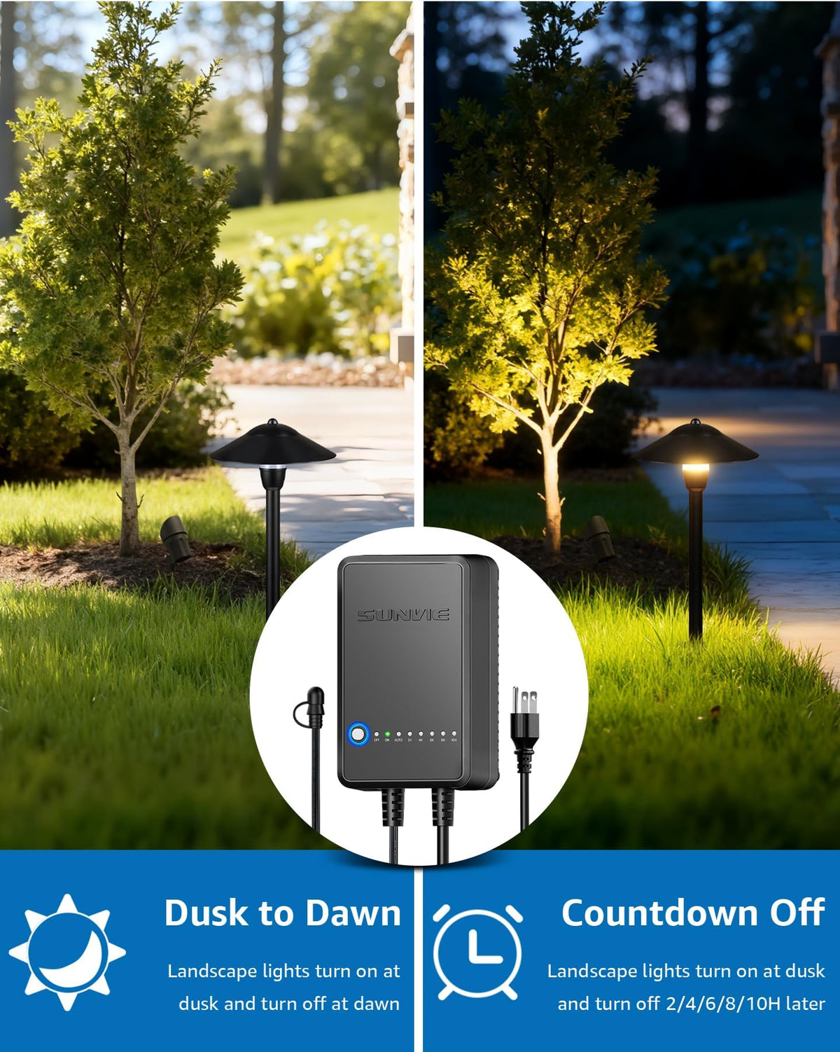 SUNVIE warm-beam spotlight adds focused light to entryways for easy navigation