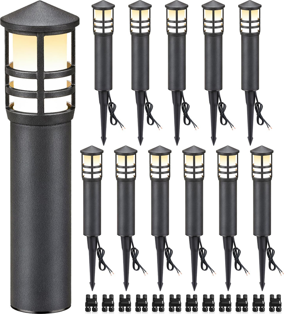 SUNVIE bollard light with conical top enhances walkway ambiance.