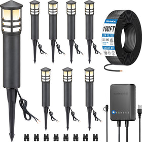 SUNVIE complete pathway lighting kit with 60W transformer for easy outdoor setup