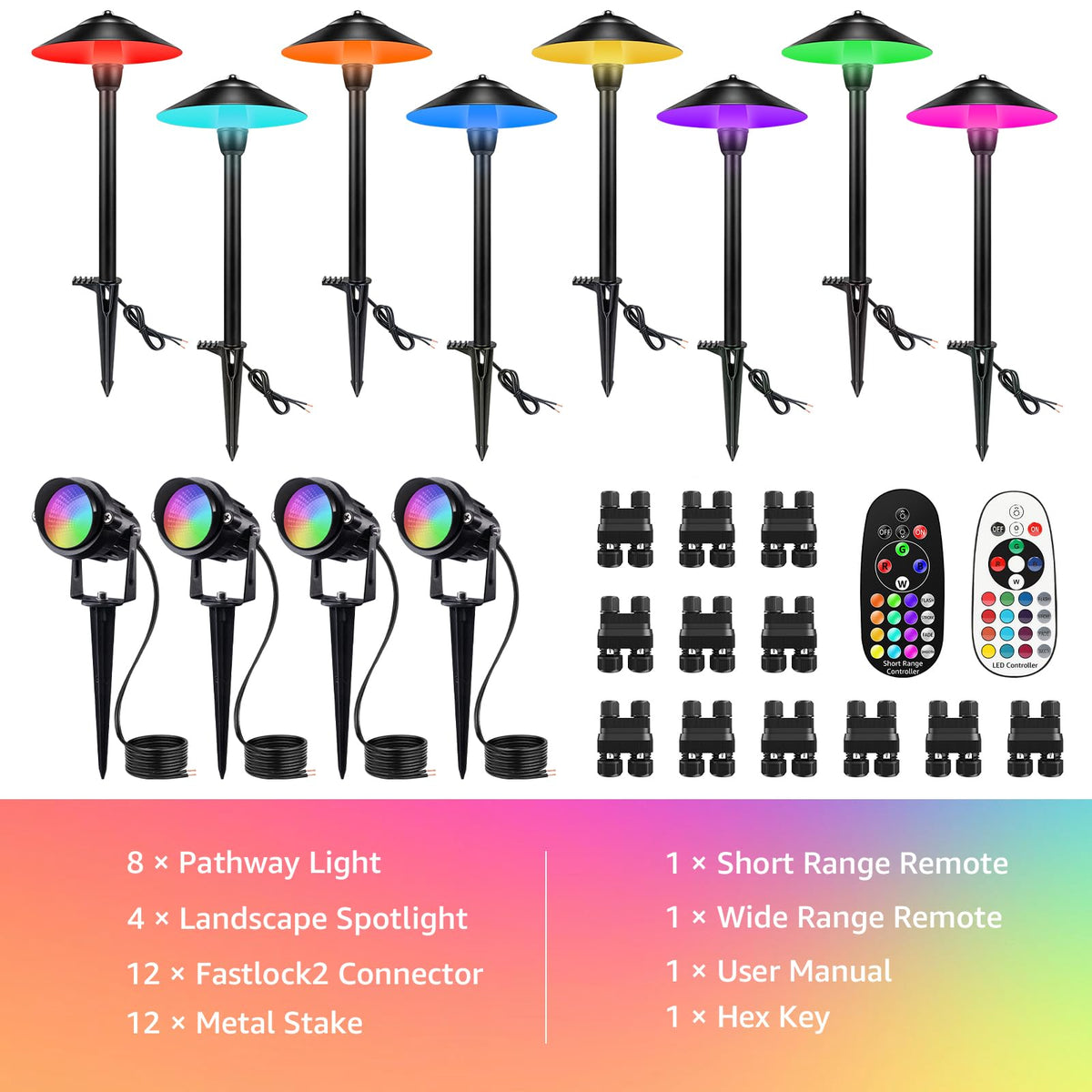 Easy ground stake installation lets you deploy lights quickly along pathways.