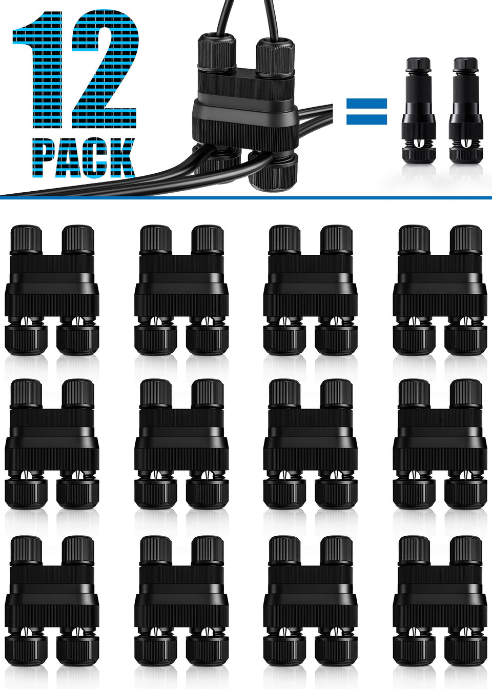 Sunvie Fastlock2 connector showing twelve-light coverage for straightforward landscape wiring