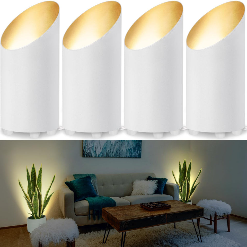 SUNVIE four-pack uplights illuminate indoor floors with warm accents