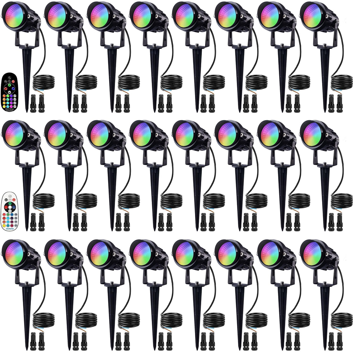 Sunvie Halloween RGBW landscape light showing bright color options for outdoor mood lighting