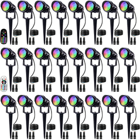 Sunvie Halloween RGBW landscape light showing bright color options for outdoor mood lighting