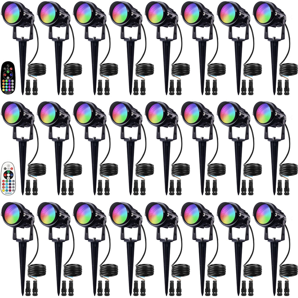 Sunvie Halloween RGBW landscape light showing bright color options for outdoor mood lighting