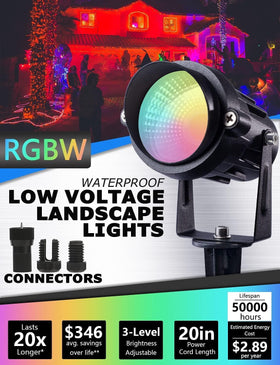 Sunvie RGBW landscape light installed along garden path for decorative lighting