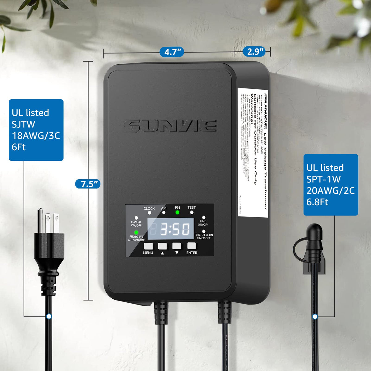 SUNVIE installation-ready design suitable indoors or outdoors with long cords.