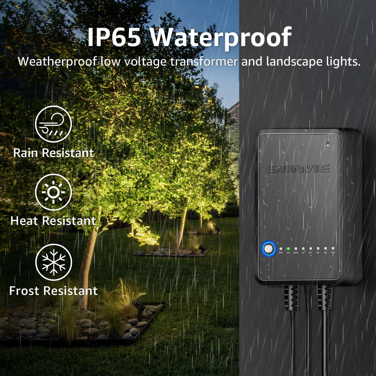 SUNVIE IP65 60W transformer ensures weatherproof outdoor operation