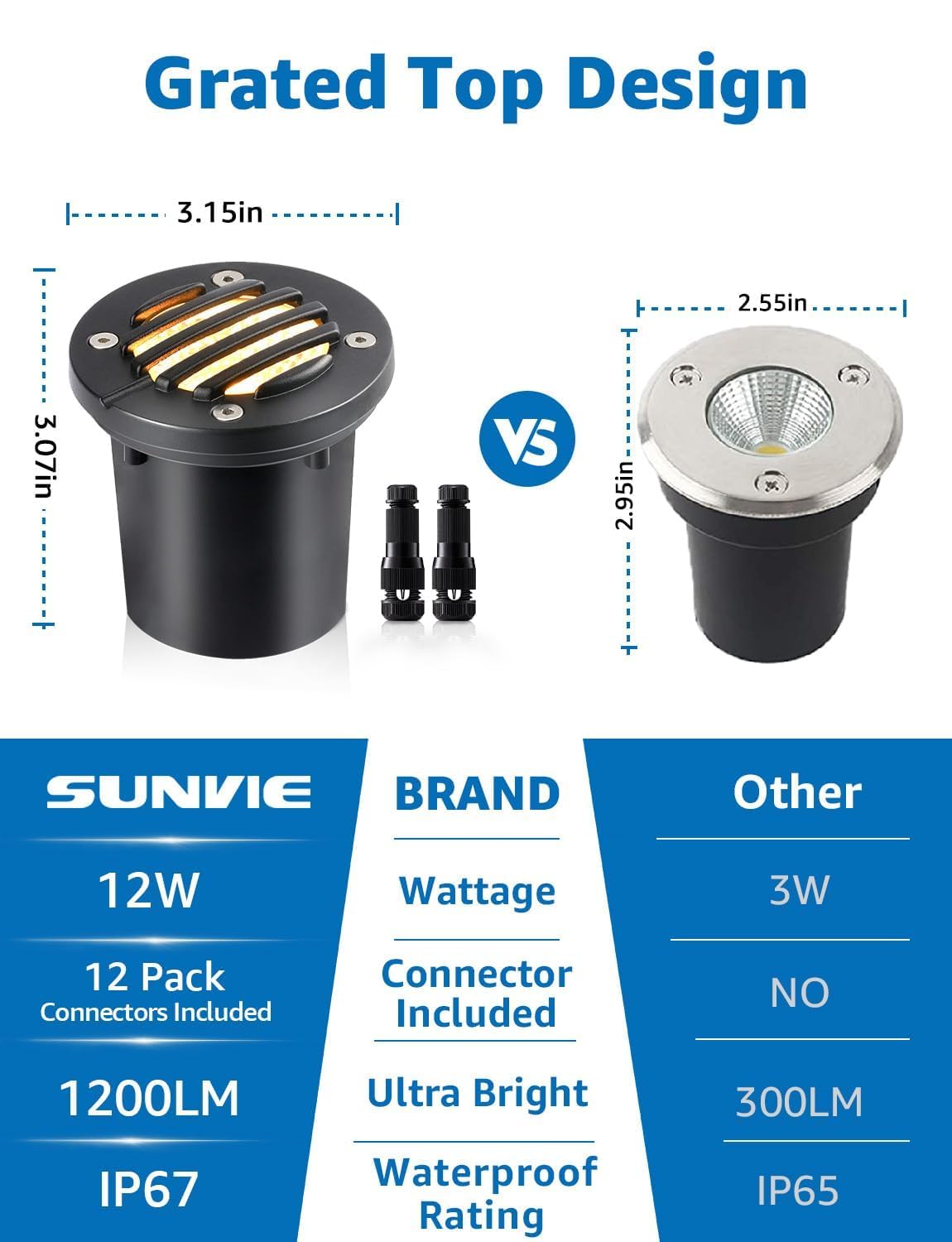 SUNVIE IP67 waterproof ground light designed for year-round outdoor durability.