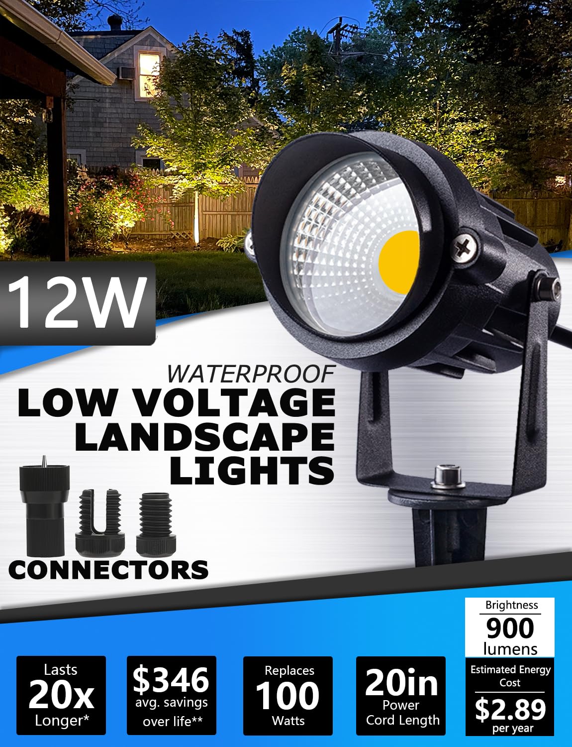 SUNVIE spike stand landscape light for stable grounding in gardens and pathways.