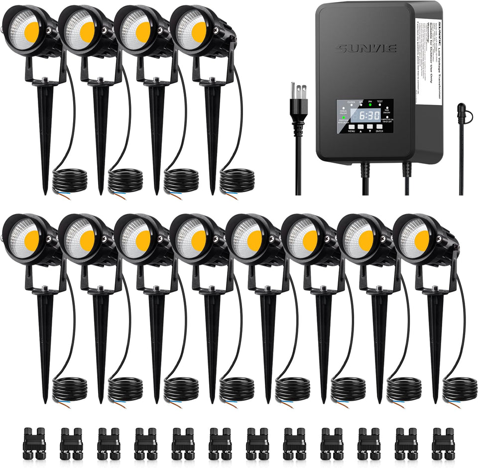 Sunvie landscape lights 12-pack for curb appeal and warm exterior glow