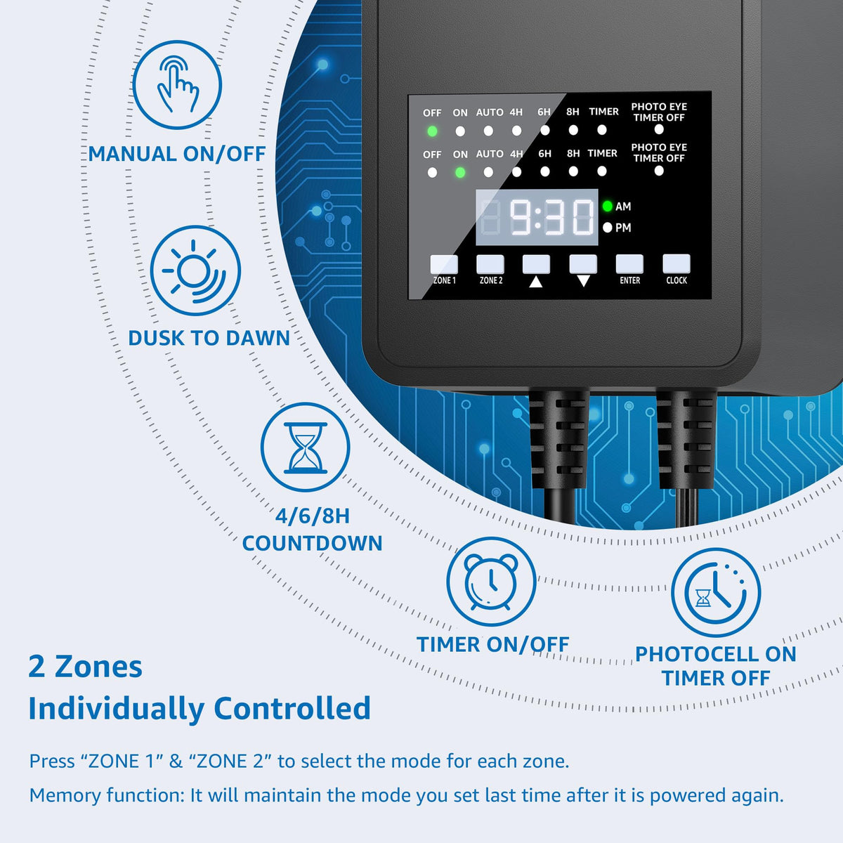 SUNVIE two-zone control outputs enable separate landscape lighting scenes.