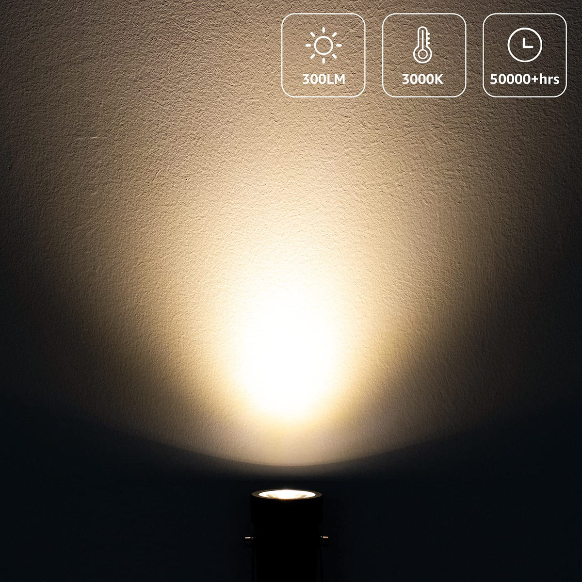 SUNVIE LED spot light with stake for ground placement and plant highlight.