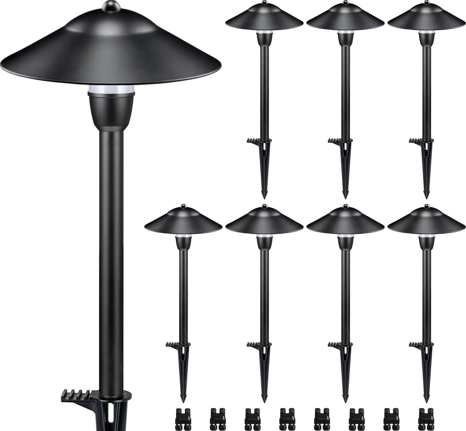 SUNVIE path light with hat design lights the garden edge safely.