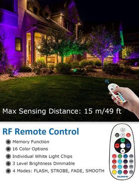 SUNVIE RGBW LED pathway light with 16 colors and memory mode for consistent nights.