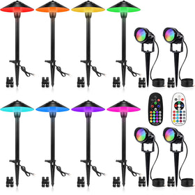 Sunvie RGBW pathway lights 8-pack illuminate walkways with vibrant colors for safe nighttime paths.