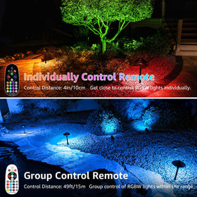 Sunvie RGBW remote controls enable quick color tuning across multiple lights.