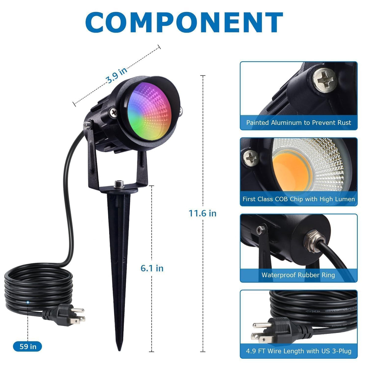 Sunvie RGBW color modes display for mood lighting.