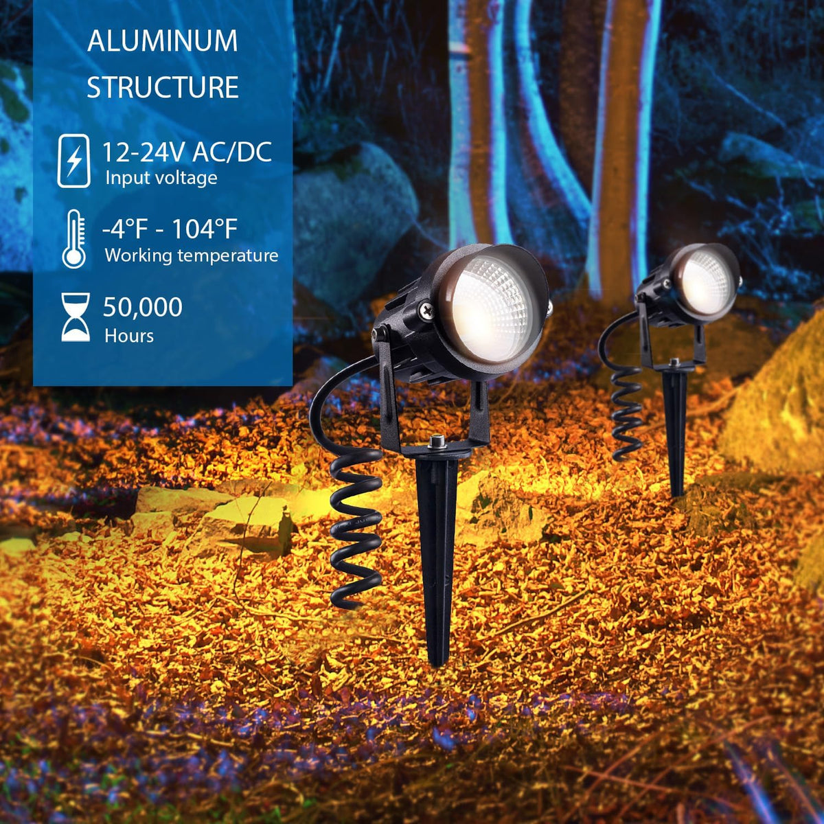 SUNVIE spike-ground pathway light ready for quick ground installation along a walkway.