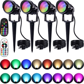 SUNVIE spot lights outdoor 12W RGBW with remote for versatile color control.