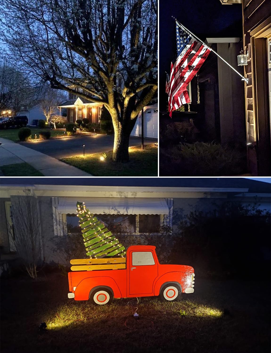 SUNVIE spotlight tilts 270 degrees for precise garden highlighting