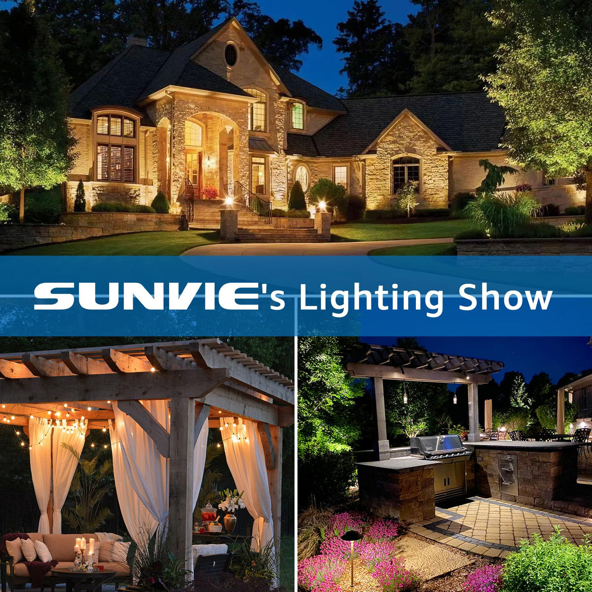 SUNVIE stable 12V/14V output keeps path and spotlights consistent.