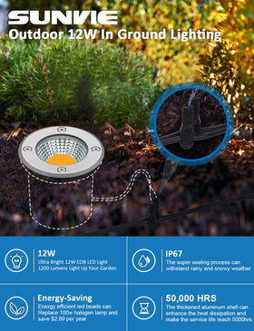SUNVIE tempered glass lens and durable LEDs for clear outdoor glow
