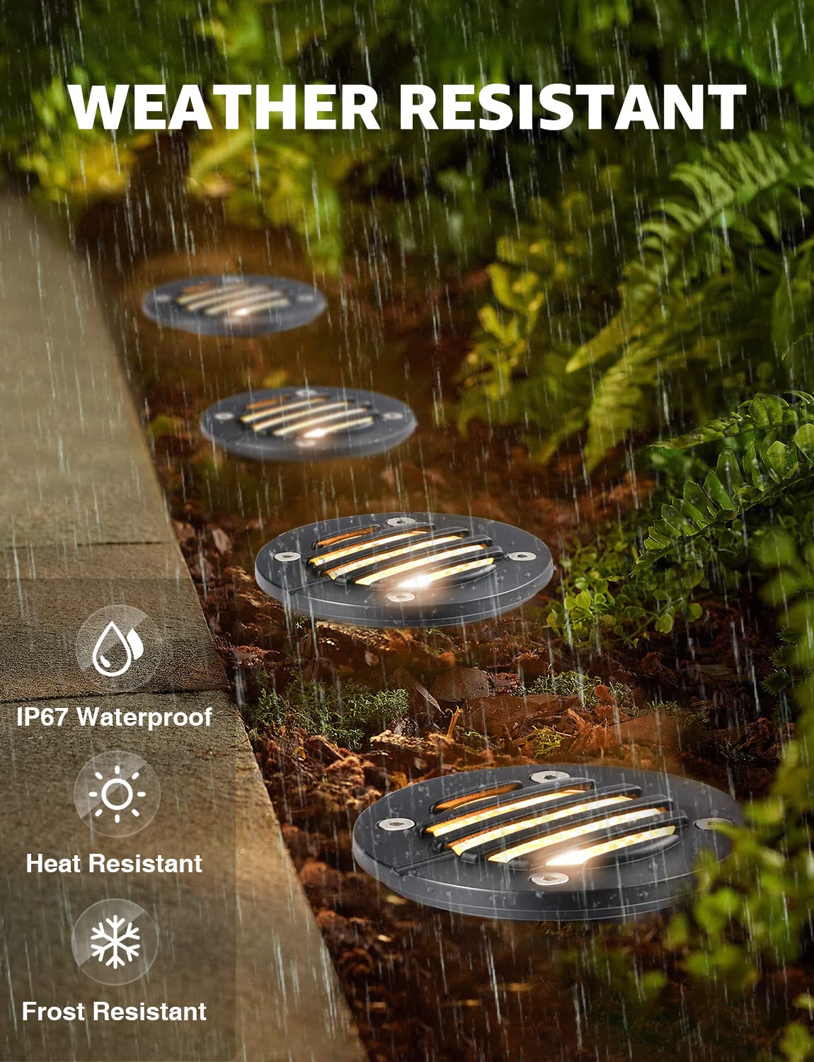 SUNVIE warm white 3000K landscape light creates inviting nighttime ambiance.
