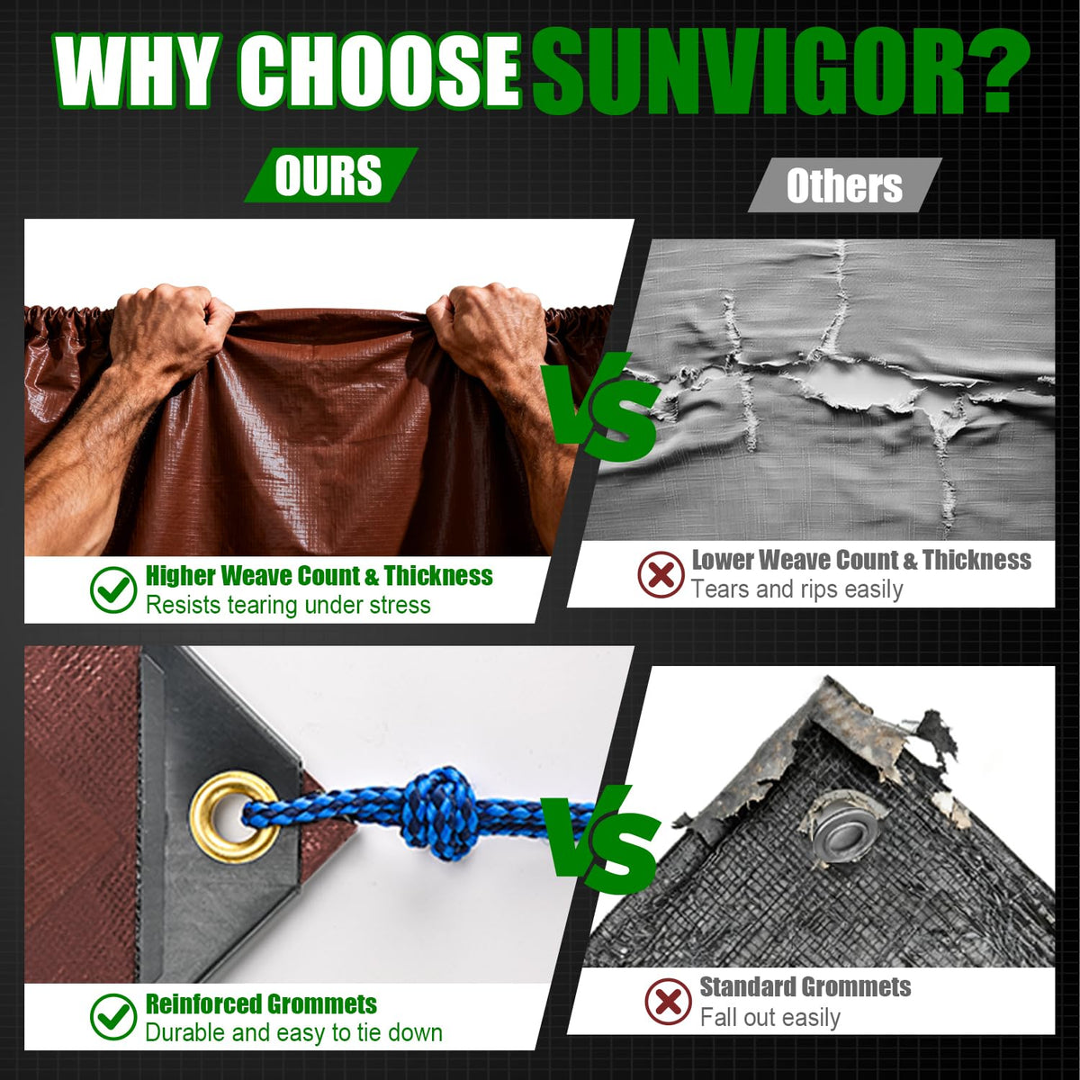 Sunvigor tarp multipurpose use protects boats, cars, and gear
