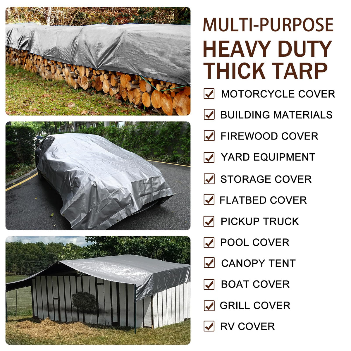 Sunvigor tarp storage-ready photo emphasizes easy packing and transport.
