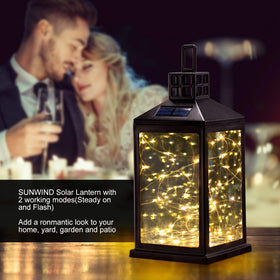 SUNWIND easy-install-solar-lantern ready for quick placement on surfaces or hooks