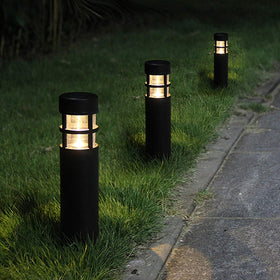 SUNWIND solar bollard light patio creates a welcoming ambience along the deck.